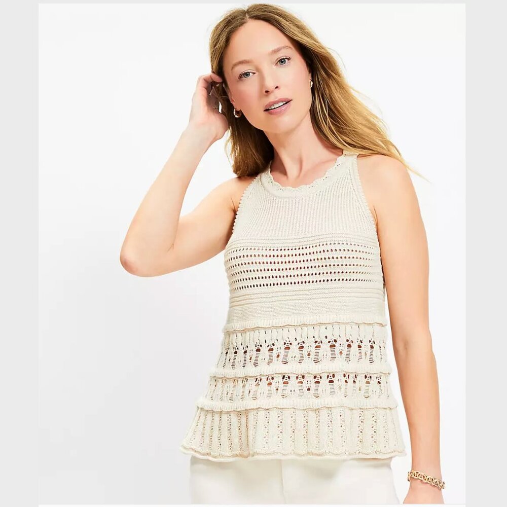 🦋 LOFT - Pointelle Swing Sweater Tank Top - Picture 5 of 6